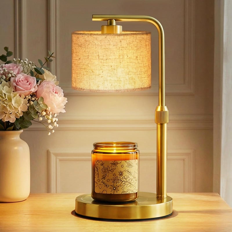 FUNNYBEHOM Candle Warmer Lamp with Timer Dimmer, Height Adjustable Candle Wax Warmer Candle Lamp for Jar Candles with 2 Bulbs, House Warming Gift for Home Room Decor, Birthday Gifts for Women Mom (Gold) - Image 1