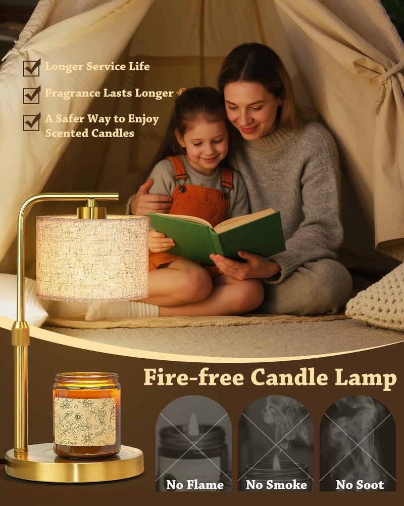 FUNNYBEHOM Candle Warmer Lamp with Timer Dimmer, Height Adjustable Candle Wax Warmer Candle Lamp for Jar Candles with 2 Bulbs, House Warming Gift for Home Room Decor, Birthday Gifts for Women Mom (Gold) - Image 5