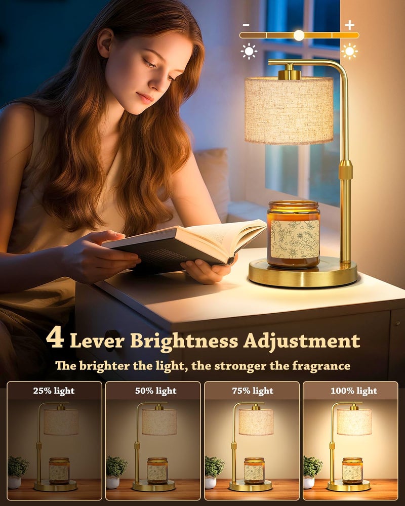 FUNNYBEHOM Candle Warmer Lamp with Timer Dimmer, Height Adjustable Candle Wax Warmer Candle Lamp for Jar Candles with 2 Bulbs, House Warming Gift for Home Room Decor, Birthday Gifts for Women Mom (Gold) - Image 4