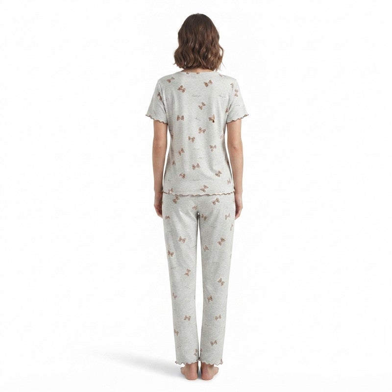 JOANNA 2-Piece Pajama Set Short Sleeve Button-Front Top and Pants Soft Comfortable Sleepwear for Women - Image 2
