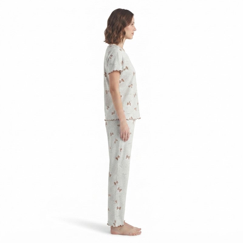 JOANNA 2-Piece Pajama Set Short Sleeve Button-Front Top and Pants Soft Comfortable Sleepwear for Women - Image 3