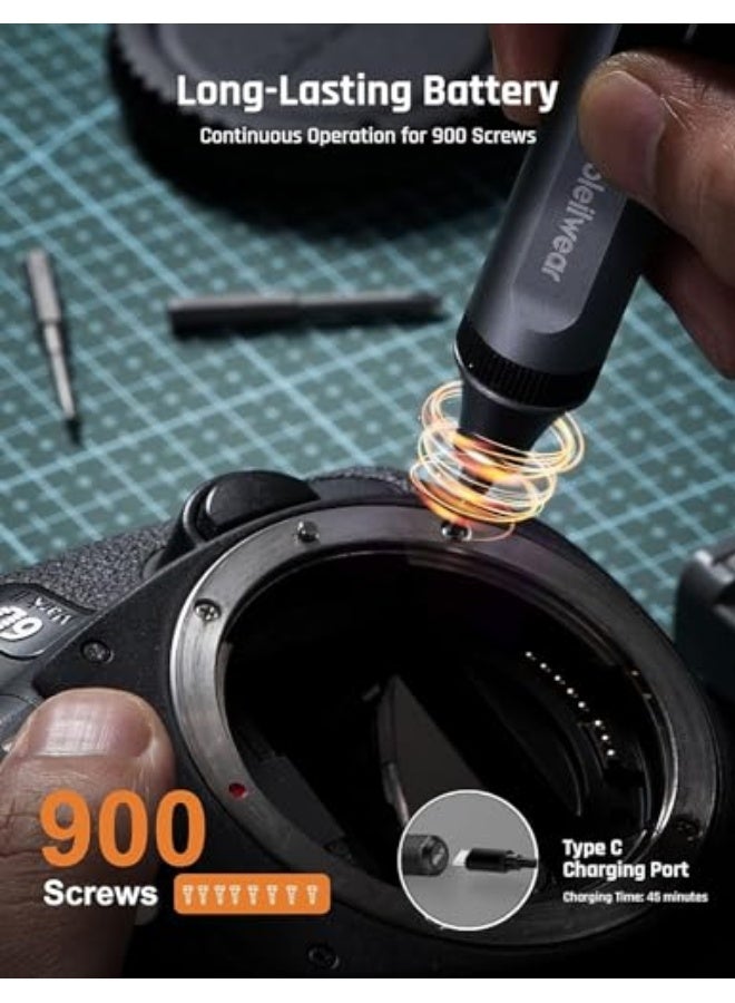 Beauenty Azonee Mini Electric Screwdriver, 50 in 1 Electric Screwdriver Kit with 48 Magnetic Bits, Precision Screwdriver Cordless Repair Tool with Tweezers and Pry Bar - Image 5