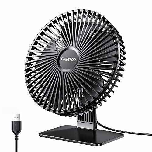 Gaiatop مروحة طاولة صغيرة من Gaiatop، 6.5 بوصة فائقة الهدوء، تعديل 90° لتبريد أفضل، 3 سرعات مروحة مكتبية صغيرة محمولة قوية، مروحة تبريد شخصية صغيرة للمنازل والمكاتب (ورقة سوداء) - Image 1