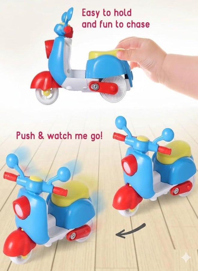 Zelvo Pull Back Scooter Toy for Kids | Mini Motorcycle Vehicle Toy for Toddlers | Colorful Unisex Scooter with Moving Handle & Friction Action | Fun Wheel Car Toy Gift for Boys & Girls, Multicolor - Image 4