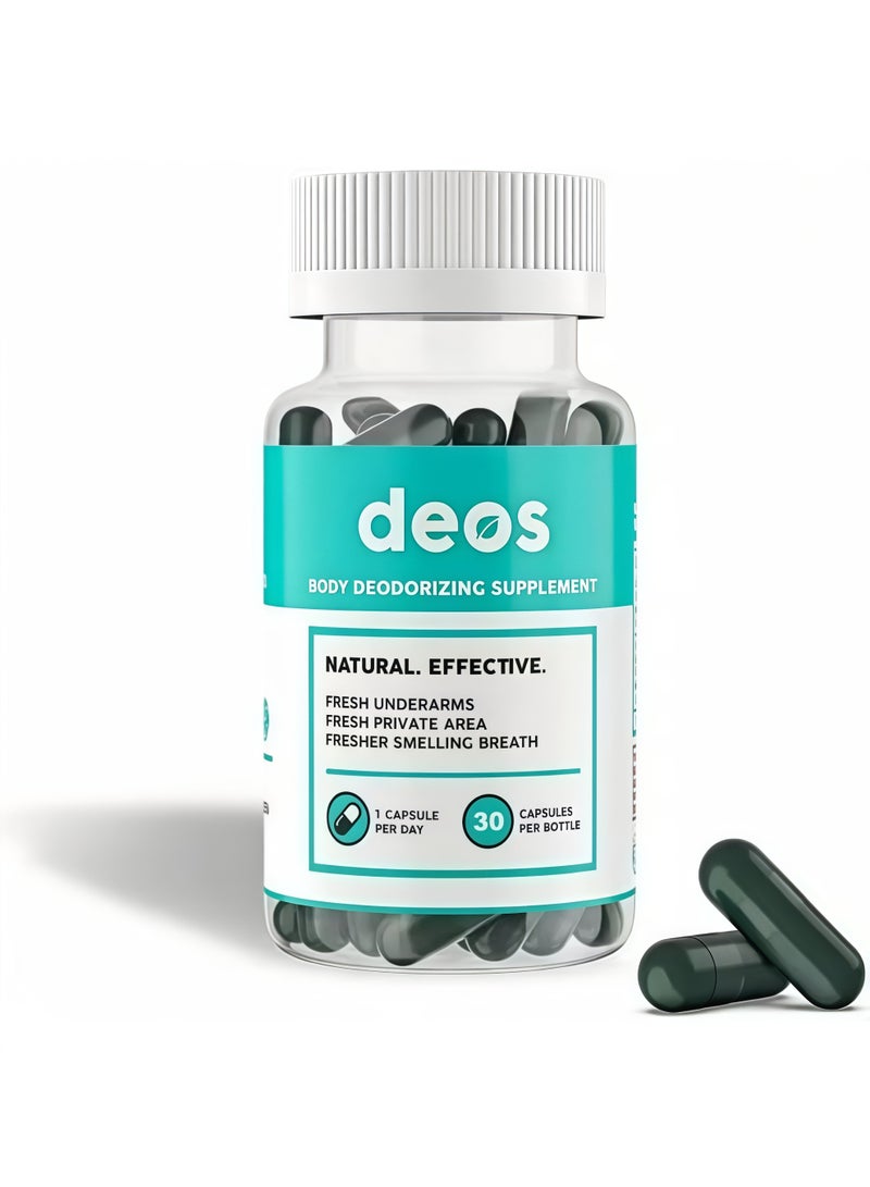ديوس كبسولات الكلوروفيل المضادة للروائح 30 حبة، مكمل غذائي طبيعي لدعم رائحة الجسم، انتعاش داخلي ونضارة النفس، مكمل غذائي للعافية اليومية - Image 1