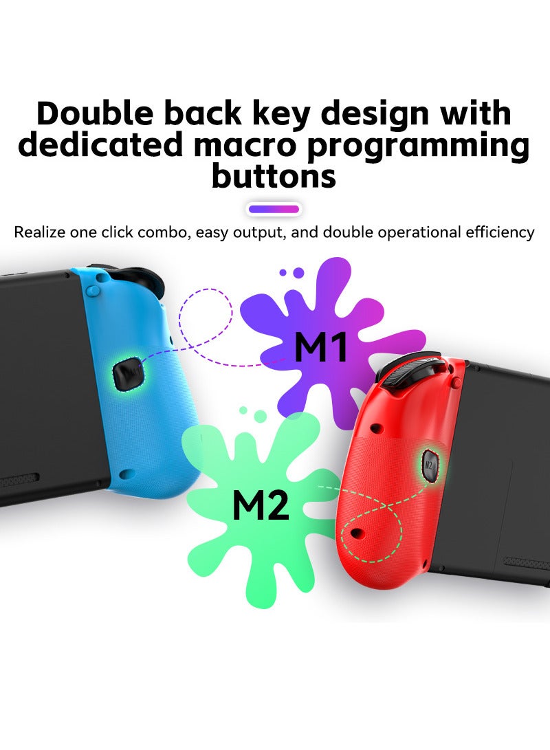 Switch Joy-Con Controller JOY-04: Macro Programming, Gyroscope, Dual Vibration, Turbo Mode, and Ergonomic Design (Red & Blue) - Image 3