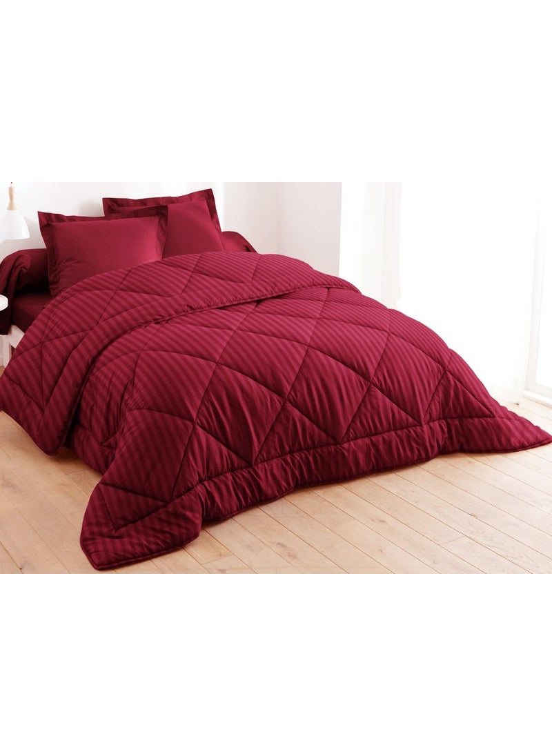 HOMEKART HOMEKART Microfibre All SeasonAcSummer Solid Striped Double Bed Comforter Blanket Dohar Duvets Ultra Soft Light Weight 220 GSM Maroon 300 TC 