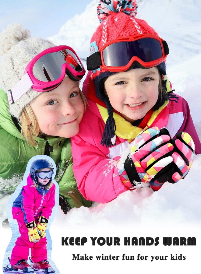 زانماي قفازات تزلج شتوية للأطفال من زانماي، زوجان، مقاومة للماء، دافئة، للجنسين، مقاومة للرياح، مناسبة للأطفال من الجنسين في الطقس البارد (4-7 سنوات، مجموعة ألوان كلاسيكية) - Image 2