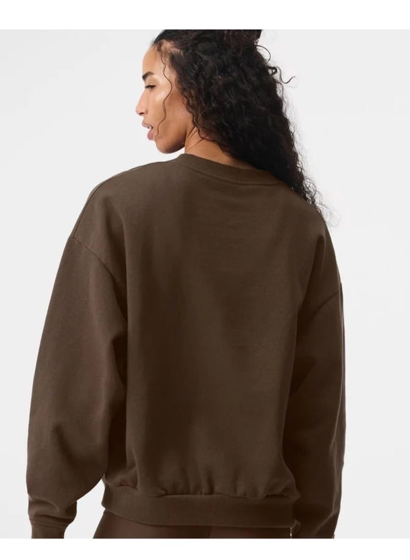 ألو يوغا Round-neck Autumn/Winter Simple Loose-fit Casual Sports Sweatshirt - Image 4