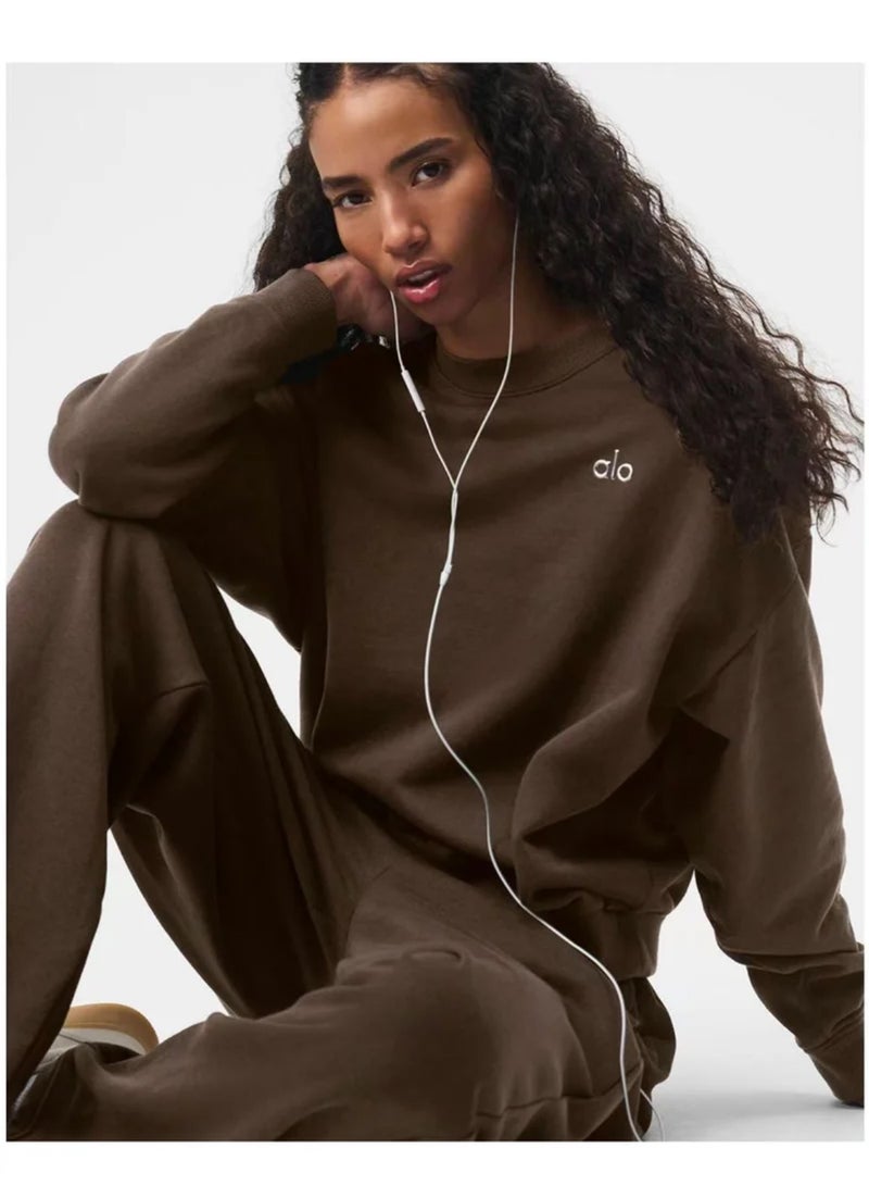 ألو يوغا Round-neck Autumn/Winter Simple Loose-fit Casual Sports Sweatshirt - Image 2