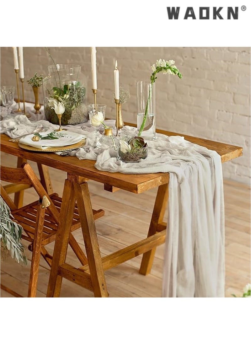 WAOKN Cheesecloth Table Runner 35 x 118 Inch Gauze Tablecloth Boho Wedding Decor 10 Ft Rustic Wedding Decorations Vintage Table Centerpieces for Wedding Reception Bridal Shower Birthday  - Image 3