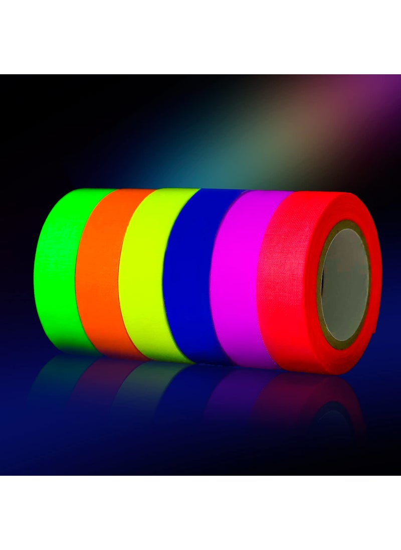 Sundee UV Blacklight Reactive - 0.59 × 33ft - Fluorescent Cloth Tape for Glow Party, Neon Party Tape (6 Colors)  - Image 1