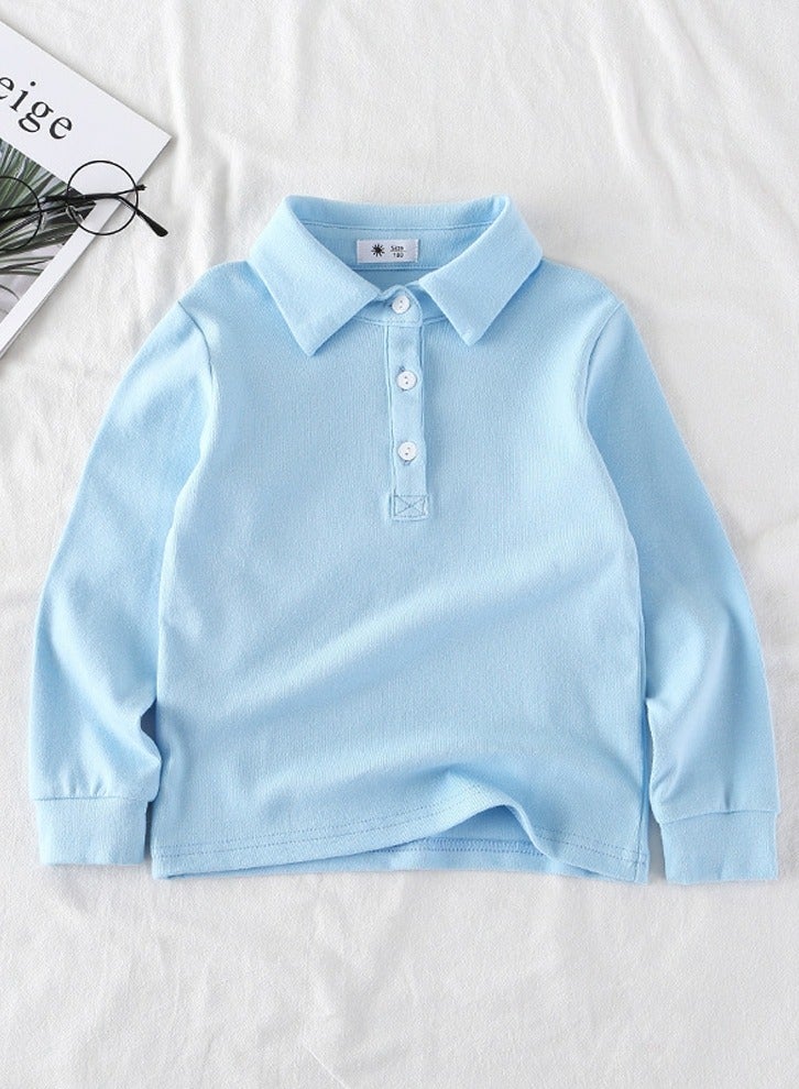 إسكدنيا الفتيان الصلبة كم طويل طية صدر السترة البلوز السماء الزرقاء