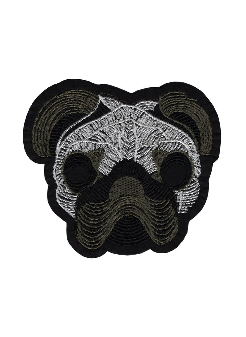 Artist Unknown - Bulldog/Bull Dog Demestic Animal Applique Embroidered Sew-on Patch ; Size: 14cm x 12cm for Jackets, Bags, T-Shirts, Jeans, Pants, Outdoor Clothing ; Imported from Malaysia (1 Piece). (Code: M-44) - Image 1