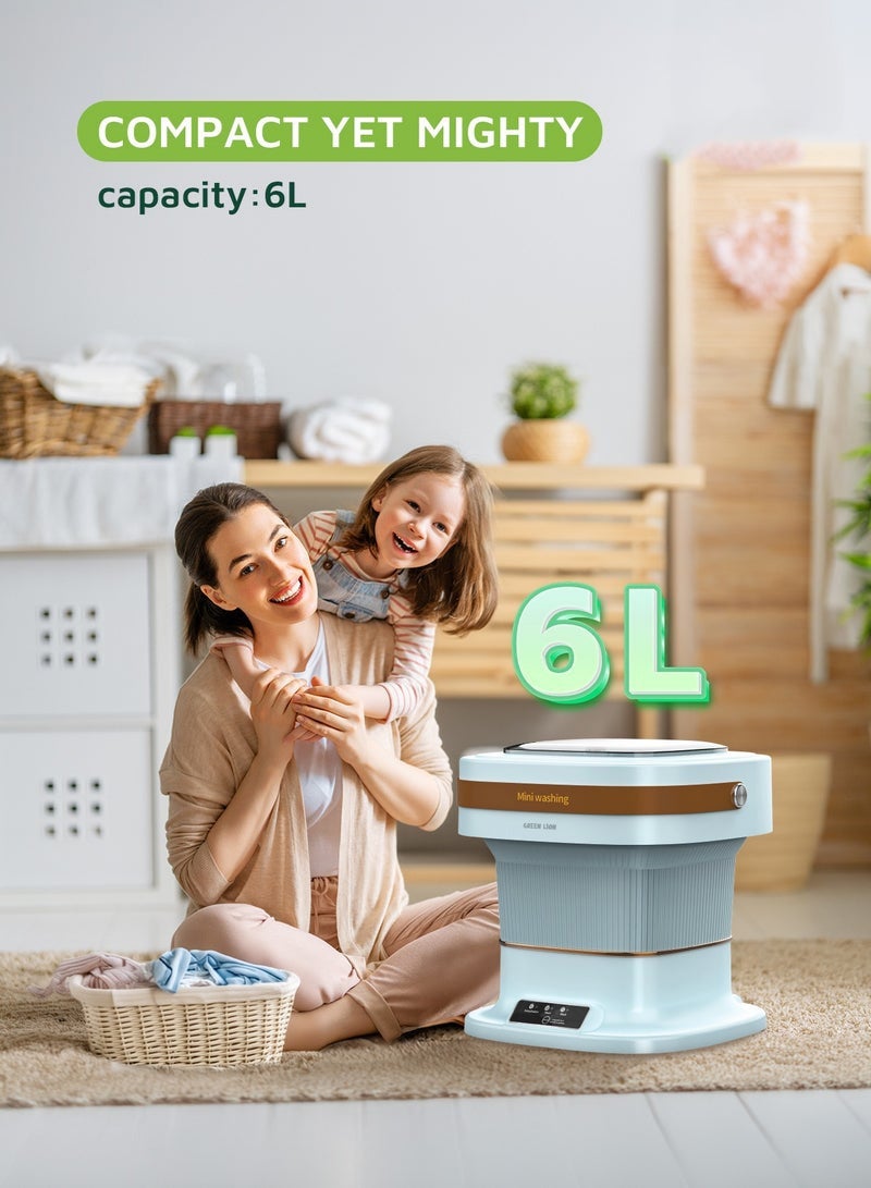 عربست غسالة ملابس صغيرة محمولة، سعة 6 لتر مع 3 أوضاع عمل، غسالة قابلة للطي، غسالة صغيرة، غسالة سفر، تنظيف عميق للملابس الداخلية وملابس الأطفال، للشقق والمبيت والتخييم - Image 3