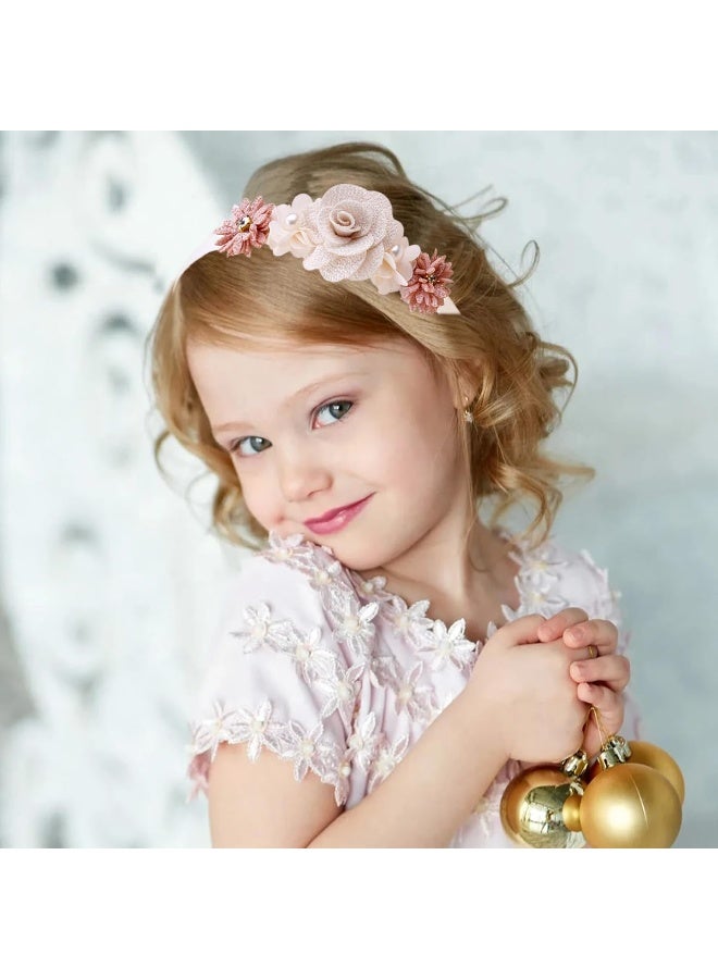 2 PCS Flower Headband Rose Flowers Hair Bands Flower Girl Headpiece Flower Crown Boho Flower Headband Blue White Floral Headbands Non Slip Head Band Spring Summer Hair Accessories for Women Girls - Image 5