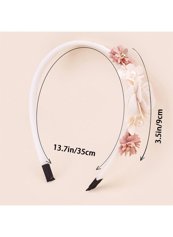 2 PCS Flower Headband Rose Flowers Hair Bands Flower Girl Headpiece Flower Crown Boho Flower Headband Blue White Floral Headbands Non Slip Head Band Spring Summer Hair Accessories for Women Girls - Image 3