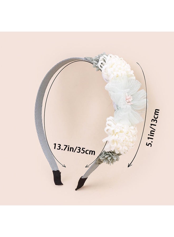 2 PCS Flower Headband Rose Flowers Hair Bands Flower Girl Headpiece Flower Crown Boho Flower Headband Blue White Floral Headbands Non Slip Head Band Spring Summer Hair Accessories for Women Girls - Image 2