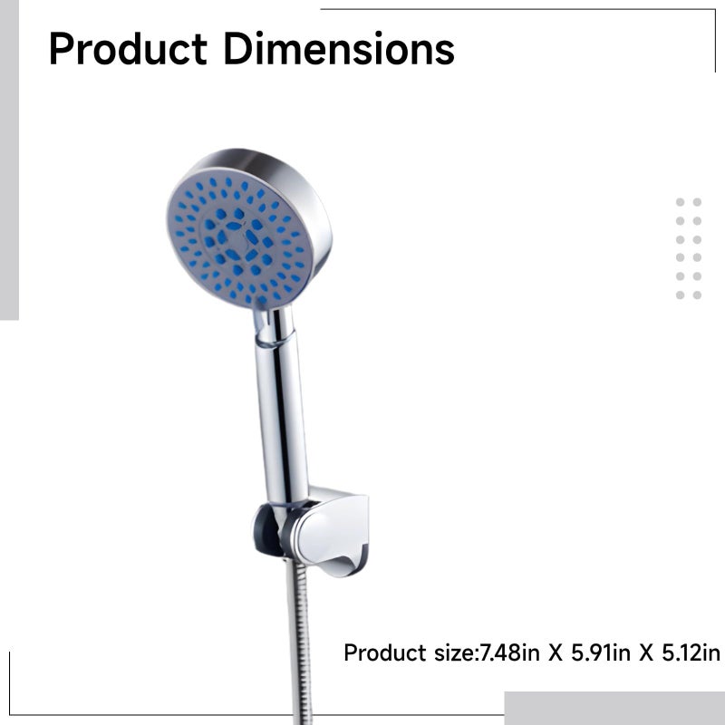 Chrome Shower Faucet Set With Tub Spout 5 Setting Handheld High Pressure - Image 4