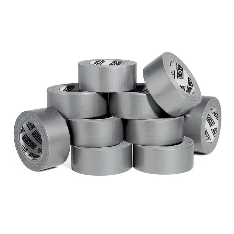 Lockport Duct Tape Heavy Duty Waterproof 10 Roll Pack Silver Duct Tape Bulk 30 Yards x 2 Inch No Residue Flexible Strong All Weather Resistant and Easy Tear Grey Heavy Duty