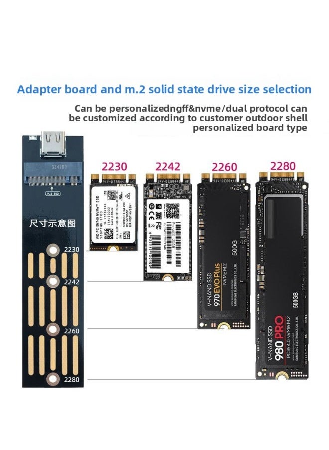 M.2 Hard Disk Box M.2 NGFF NVMe Solid State Mobile Hard Disk Box Enclosure RTL9210B Dual Protocol Hard Disk Box-Color:Nvme Protocol Gray Wireless  - Image 3