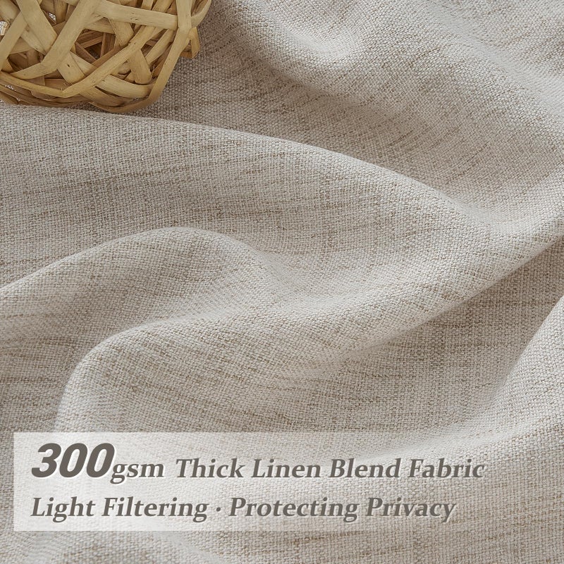 PleatedDrapes Pleated Greyish Brown Light Filtering 102 Inch Long Curtains 2 Panels Set for Sliding Glass Door, Country Pleat Flax Linen Semi Sheer Window Drapes Bedroom Privacy Viral Curtain 102 Inches Length Burg - Image 2