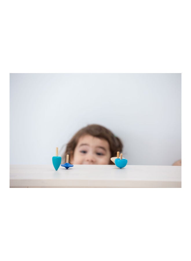 NIBEMINENT Plantoys Wooden Spinning Tops 4 x 3.9cm - Image 4