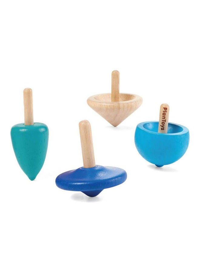 NIBEMINENT Plantoys Wooden Spinning Tops 4 x 3.9cm - Image 1