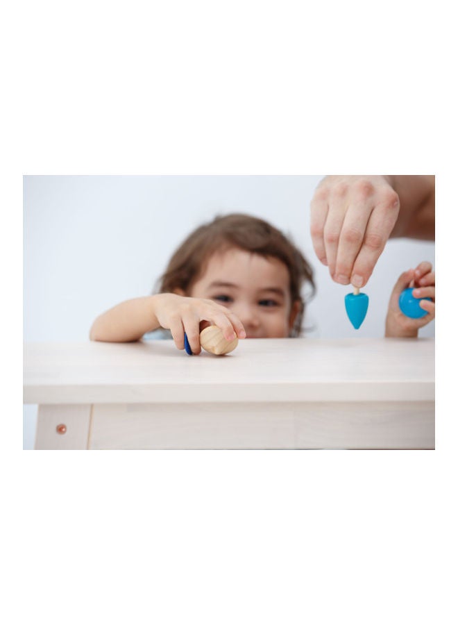 NIBEMINENT Plantoys Wooden Spinning Tops 4 x 3.9cm - Image 5