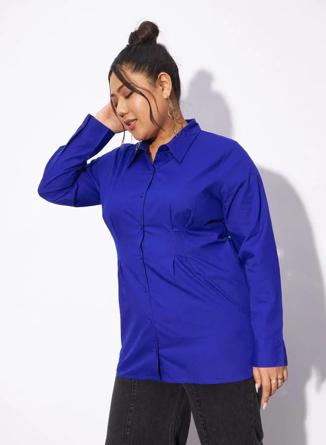 SASSAFRAS SASSAFRAS Plus Poplin Pleated Slim Waist Shirt