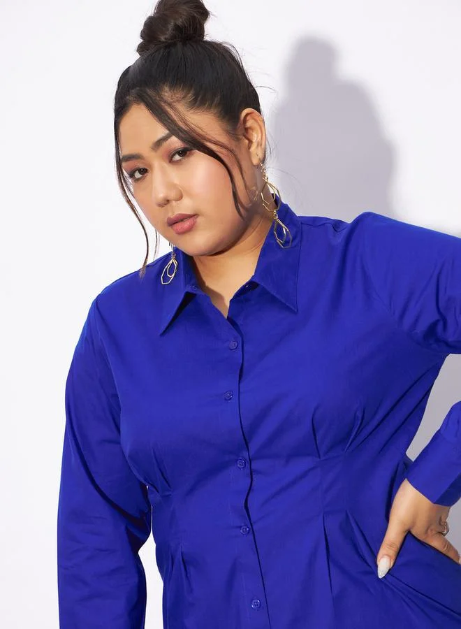 SASSAFRAS SASSAFRAS Plus Poplin Pleated Slim Waist Shirt
