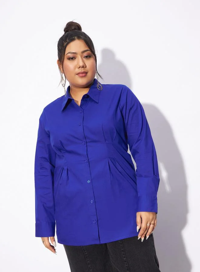 SASSAFRAS SASSAFRAS Plus Poplin Pleated Slim Waist Shirt