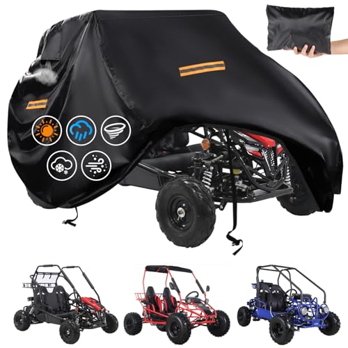 CONFUTURY Go Kart Covers WaterproofHeavy Duty 420D Oxford 2 Seater Go Kart CoverGo Kart Accessories with Air Vent4 Reflective Handles2 Windproof Buckles for Most 2Seater GoKart Model - Image 1