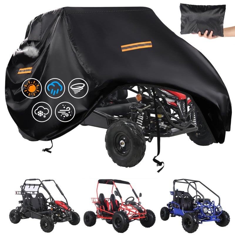 CONFUTURY Go Kart Covers WaterproofHeavy Duty 420D Oxford 2 Seater Go Kart CoverGo Kart Accessories with Air Vent4 Reflective Handles2 Windproof Buckles for Most 2Seater GoKart Model - Image 2