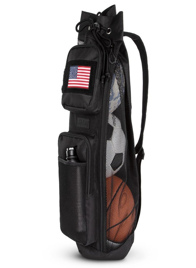 Fitdom 47L Heavy Duty Mesh Equipment Ball Bag w/Adjustable Padded Sling Shoulder Strap Design for Coach. 3 Different Size Compartments. Perfect for Soccer Football Volleyball Basketball & Water Sports - Image 1