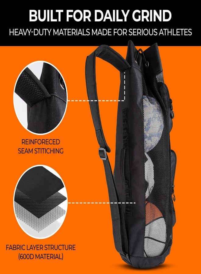Fitdom 47L Heavy Duty Mesh Equipment Ball Bag w/Adjustable Padded Sling Shoulder Strap Design for Coach. 3 Different Size Compartments. Perfect for Soccer Football Volleyball Basketball & Water Sports - Image 5