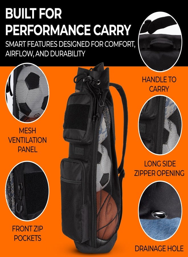 Fitdom 47L Heavy Duty Mesh Equipment Ball Bag w/Adjustable Padded Sling Shoulder Strap Design for Coach. 3 Different Size Compartments. Perfect for Soccer Football Volleyball Basketball & Water Sports - Image 4