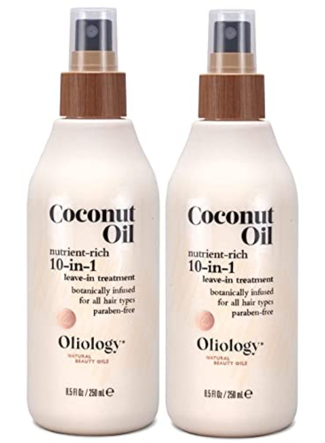 Oliology Coconut Oil 10in1 Multipurpose Spray Leave in Treatment for All Hair Types Detangles Controls Frizz Hydrates Moisturizes Made in USA Cruelty Free Paraben Free 85 oz 2 Pack - Image 1