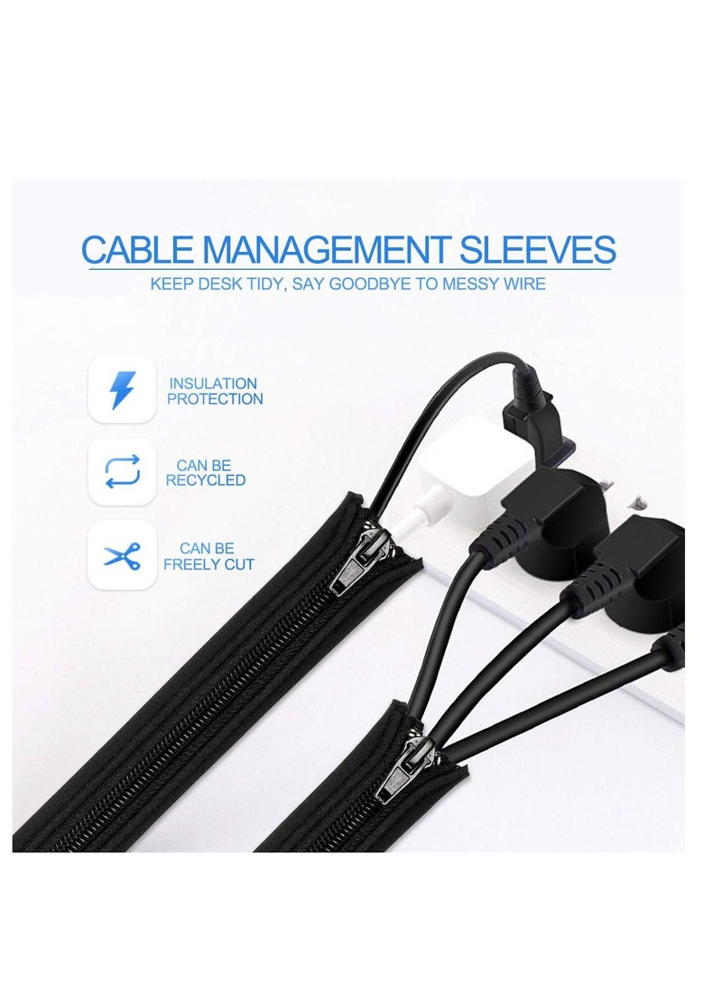 Excefore Zipper Wire Wrap Covers, 20 inch Cord Organizer Sleeve with Zipper, Cord Organizer and Cable Protector, for TV, Computer, Office, Home Entertainment (4Pcs Black) - Image 2