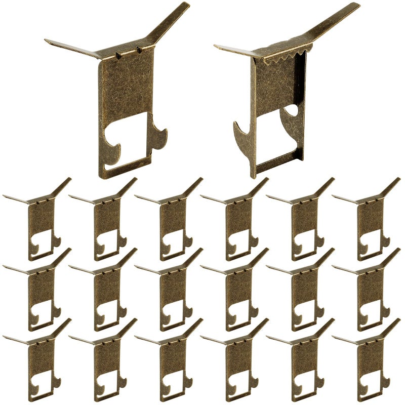 Hicarer 30 Pcs Brick Wall Hangers Clips no Drill Outdoor for Hanging Christmas Lights Stocking Holders Steel Picture Decoration Hanger Fastener for Fireplace Antique Brass - Image 2