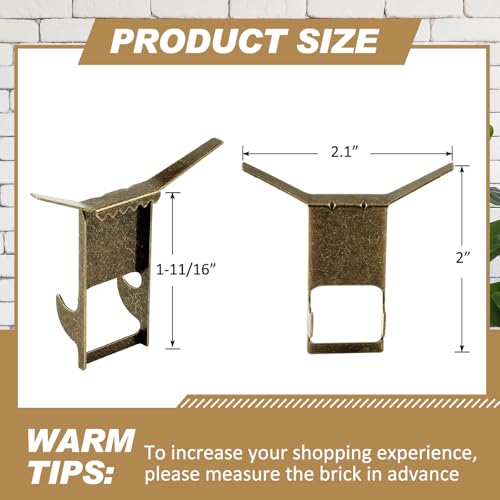 Hicarer 30 Pcs Brick Wall Hangers Clips no Drill Outdoor for Hanging Christmas Lights Stocking Holders Steel Picture Decoration Hanger Fastener for Fireplace Antique Brass - Image 3