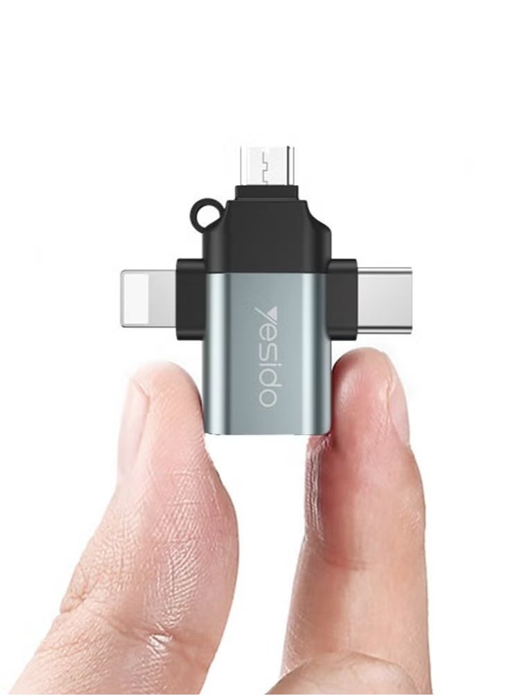 Yesido GS15 3-in-1 OTG Adapter – USB 2.0 to Type-C, Micro USB, and Lightning – Universal Connector for Smartphones, Tablets & Devices – Fast Data Transfer, Compact Design  - Image 3