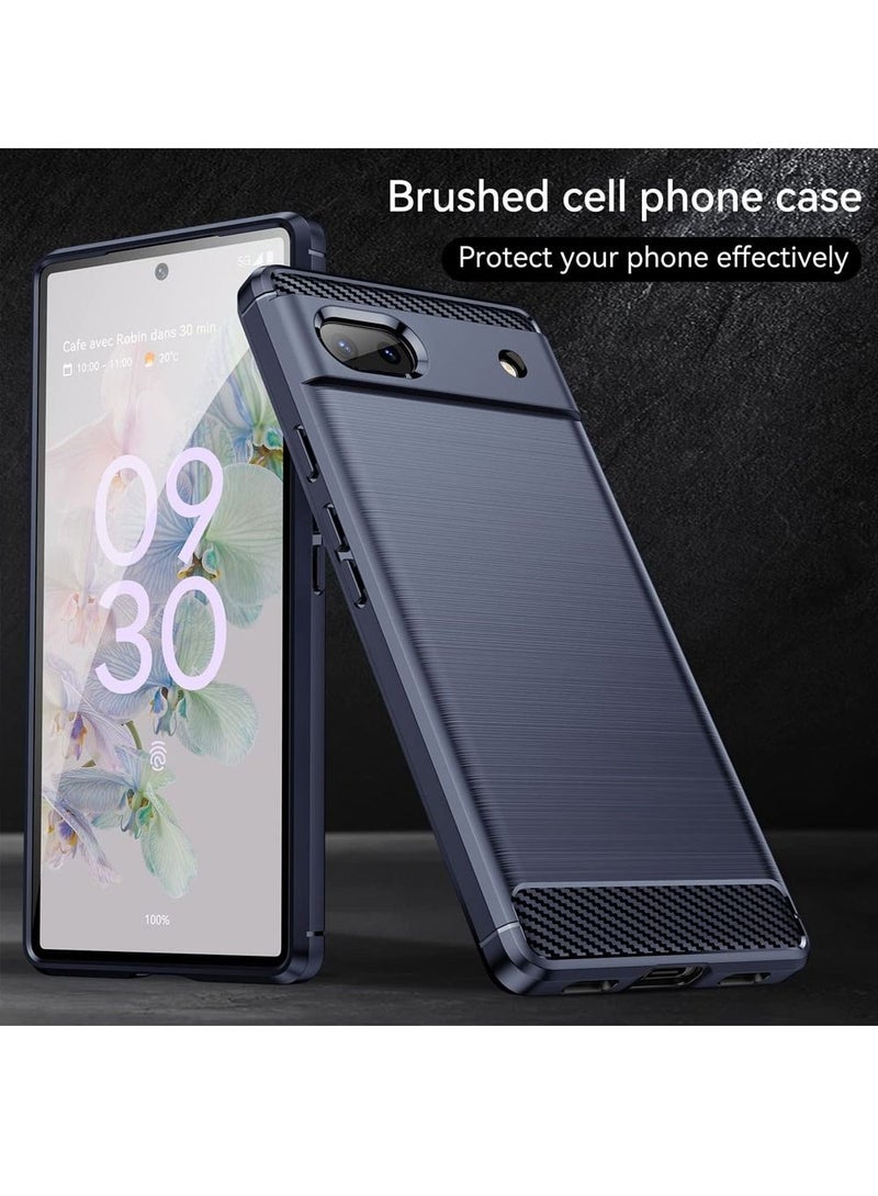 CATANES Google Pixel 6a Case Slim Soft TPU Brushed Carbon Fiber Anti-Fingerprint Shockproof Cover Dark Blue - Image 3