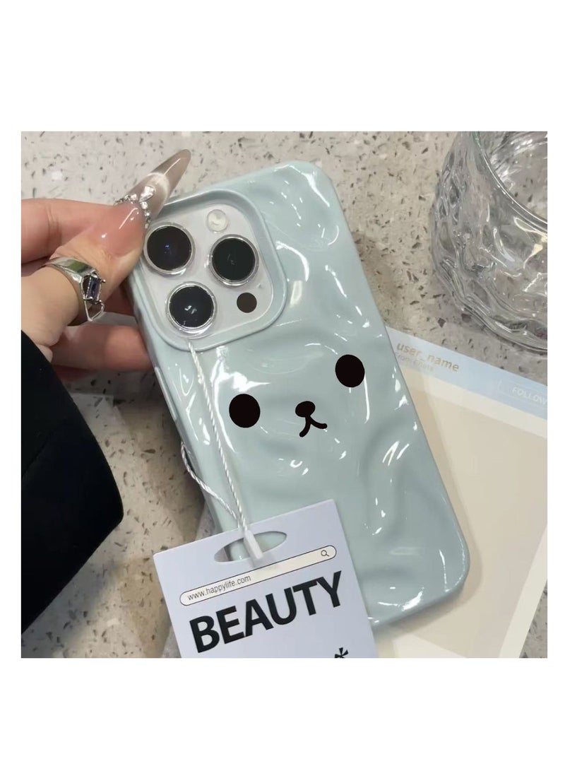 NIBEMINENT Easy Bear Emoji Protective TPU Case Cover For iPhone 14 Pro, Blue