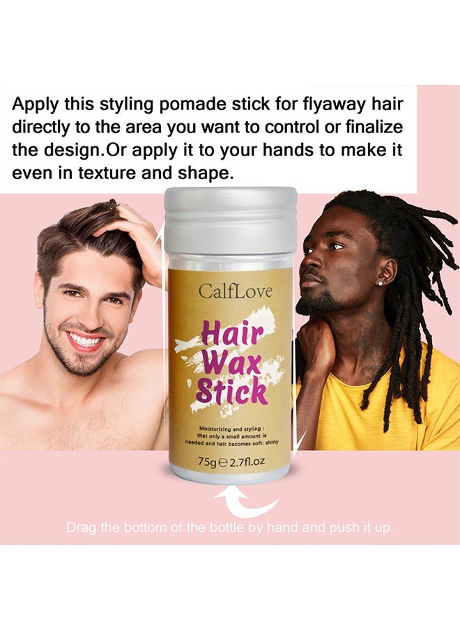 CalfLove - Hair Wax Stick Strong and Long Lasting,Contains Avocado And Beeswax To nourish Your Hair,Hold Non Greasy Styling Wax for Flyaways Edge Frizz Hair Suitable for Unisex, 75g - Image 1