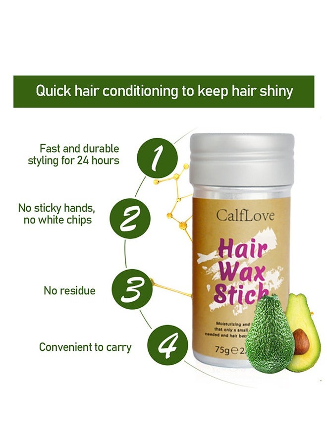 CalfLove - Hair Wax Stick Strong and Long Lasting,Contains Avocado And Beeswax To nourish Your Hair,Hold Non Greasy Styling Wax for Flyaways Edge Frizz Hair Suitable for Unisex, 75g - Image 1