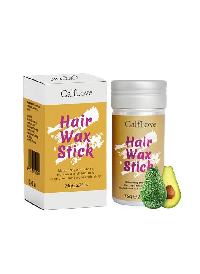 CalfLove - Hair Wax Stick Strong and Long Lasting,Contains Avocado And Beeswax To nourish Your Hair,Hold Non Greasy Styling Wax for Flyaways Edge Frizz Hair Suitable for Unisex, 75g - Image 1