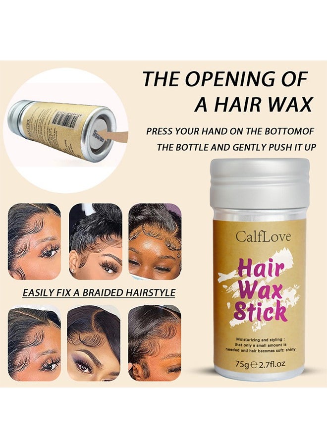 CalfLove - Hair Wax Stick Strong and Long Lasting,Contains Avocado And Beeswax To nourish Your Hair,Hold Non Greasy Styling Wax for Flyaways Edge Frizz Hair Suitable for Unisex, 75g - Image 1