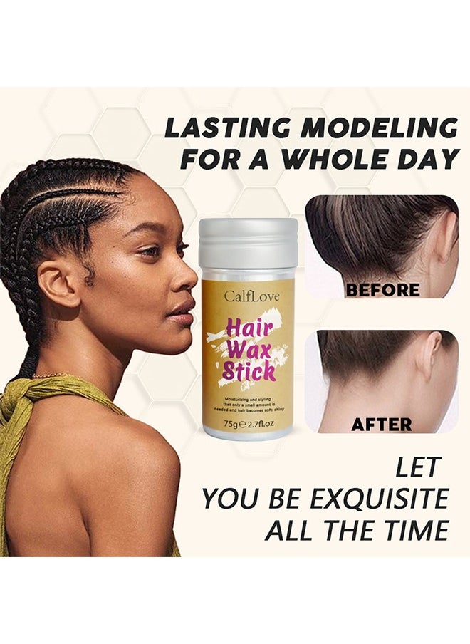 CalfLove - Hair Wax Stick Strong and Long Lasting,Contains Avocado And Beeswax To nourish Your Hair,Hold Non Greasy Styling Wax for Flyaways Edge Frizz Hair Suitable for Unisex, 75g - Image 1