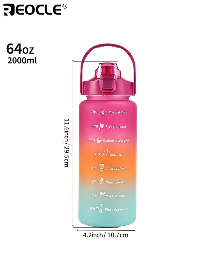 ريوكل ٣ زجاجات ماء بسعة كبيرة تدريج مانعة للتسرب قاعدة فنجان غير قابلة للانزلاق مادة بي سي متينة محمولة للرياضة السفر الأنشطة الخارجية - Image 5